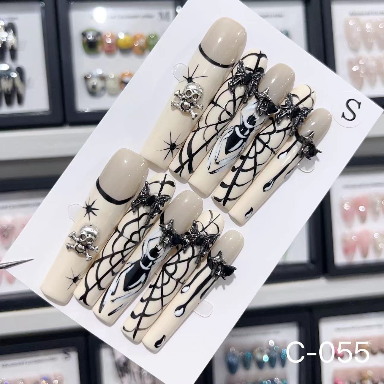 Extra Long 5.5cm Water Pipe Press-On Nails | Handmade Collection | Round Shape