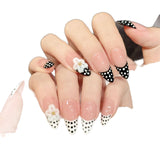 Soft Pink Polka Dot Floral Press On Nails