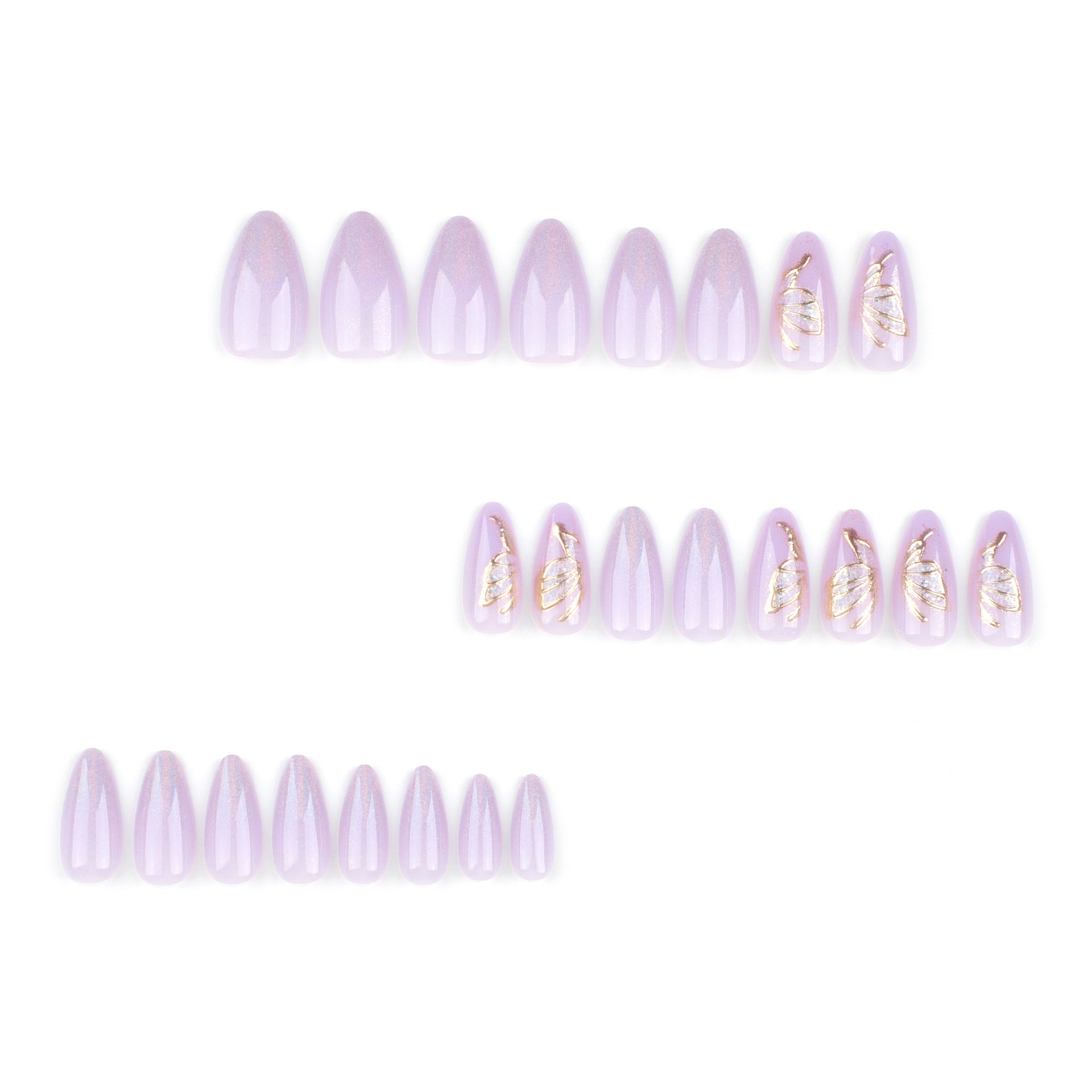 魔鏡粉甲片 批發 — 紫色純色簡約款＋金色蝴蝶美甲甲片｜365nails