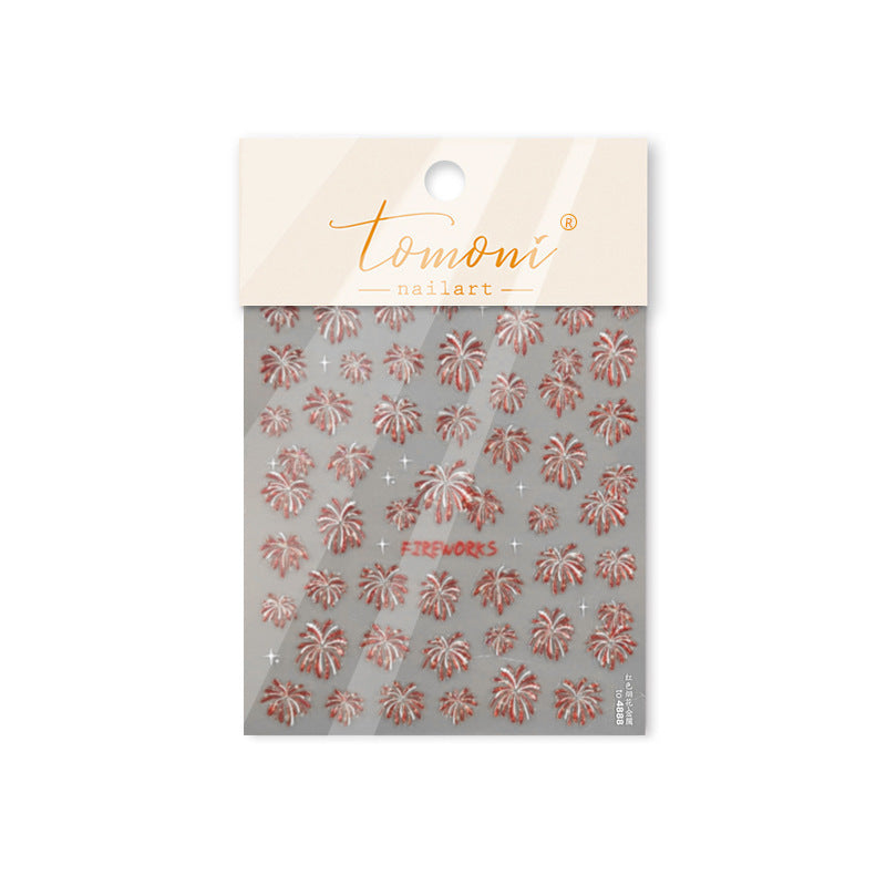 Red Firework Collection: "Festive Firework" – 3D Embossed Nail Sticker