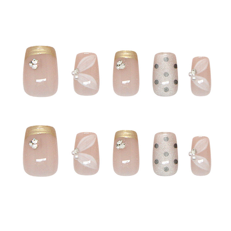 Puntas de uñas prefabricadas tridimensionales champán lunares franceses ojo de gato tabletas de arte de uñas dulces y versátiles 30 piezas｜365nails