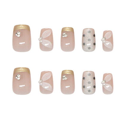 Puntas de uñas prefabricadas tridimensionales champán lunares franceses ojo de gato tabletas de arte de uñas dulces y versátiles 30 piezas｜365nails