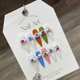 Three-dimensional hand-pinched devil's eye  ins summer hand-painted graffiti handmade nails  | 365nails