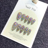 Iridescent AB Crystal Nails with Full Sparkle Glam Look