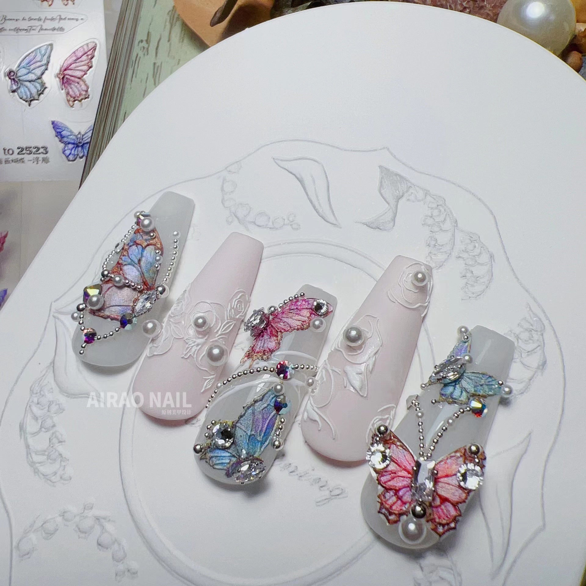 365nails: "Pastel Iridescent Butterfly" – nail art stickers