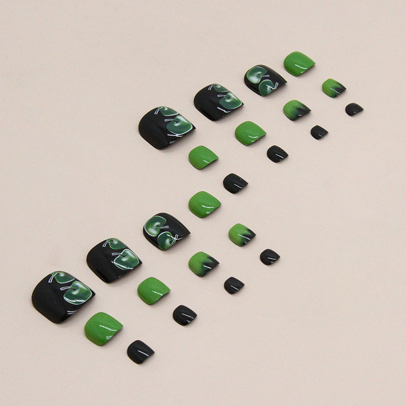 Press-on toenails style, fresh and natural, green apple vitality manicure, light green fake nails,  fashion Press-on toenails nail wear｜365nails