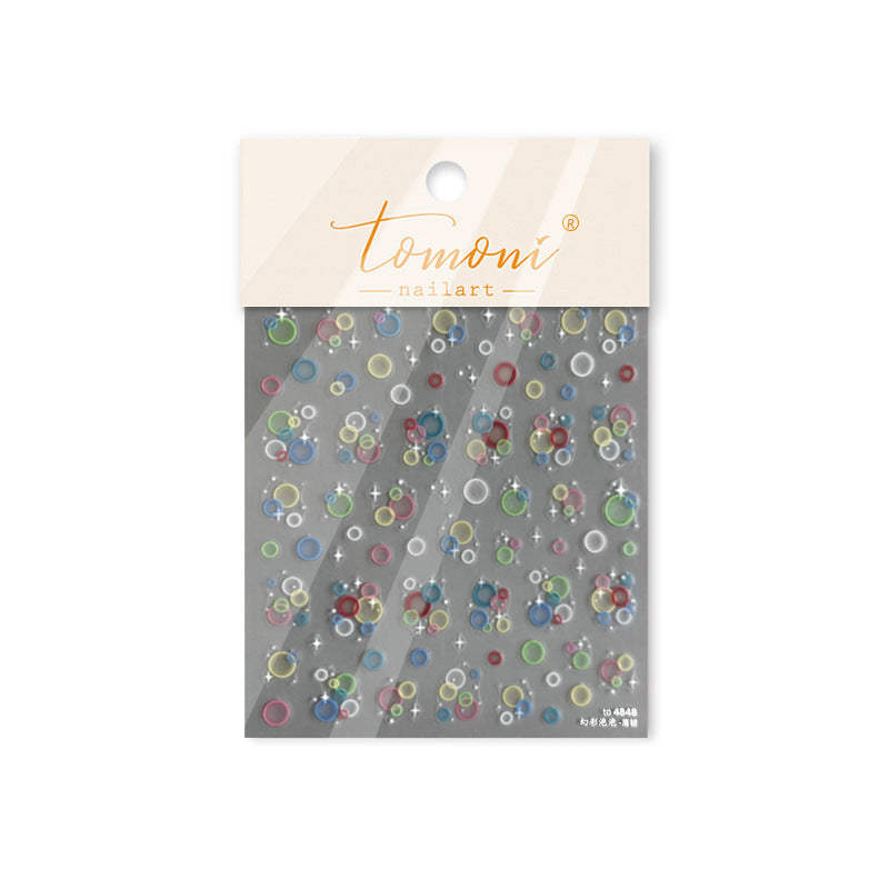 Iridescent Bubble Dots: "Dreamy Holographic Bubble" – 5D Embossed Nail Sticker