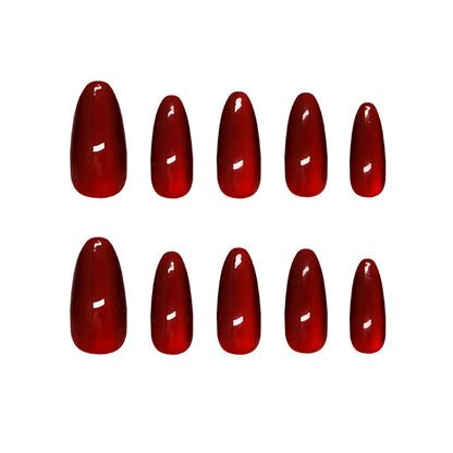 Nail Tips  prefabricated nail burgundy white cat eye fashion girl versatile  removable press on nails 30 pieces｜365nails