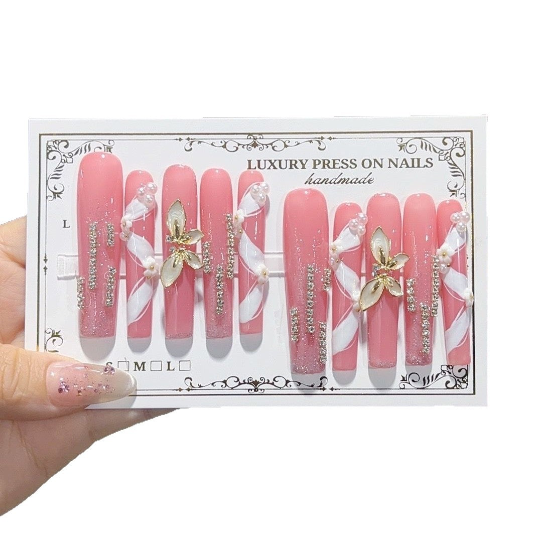 Elegant Butterfly Crystal Ombre Press On Nails