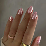 Pink Chrome Mirror Shine Press-On Nails