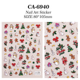 Christmas Themed Nail Art Sticker 5D Embossed Three-dimensional Santa Elk Nail Sticker Ornament CA