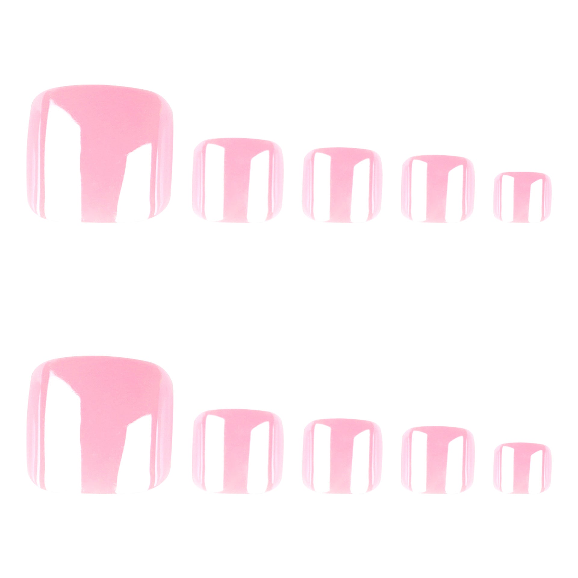 Pink solid color sweet & chic press-on toenails - glittering, electroplated, and dazzling