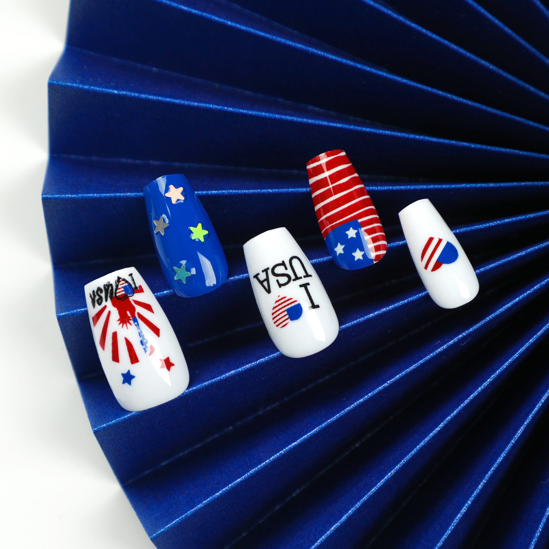 365nails: Ongles Press-On Thème Jour de l'Indépendance Drapeau USA