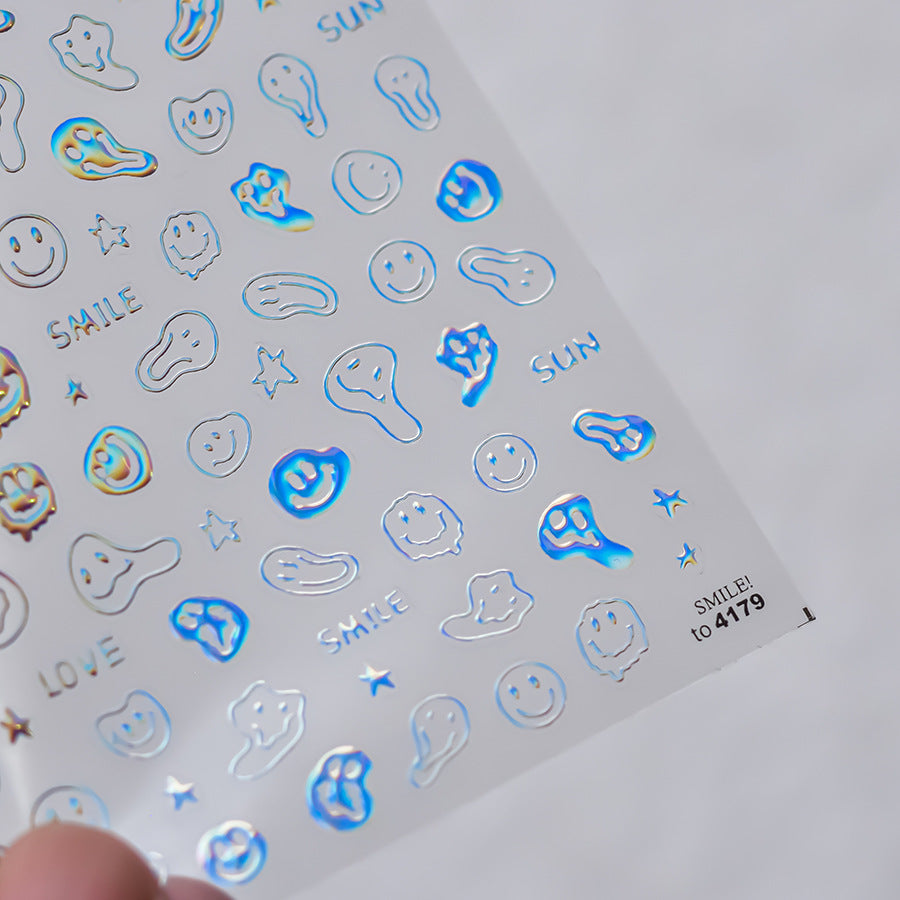 365nails: "Laser Silver Abstract" – Nail Art Stickers