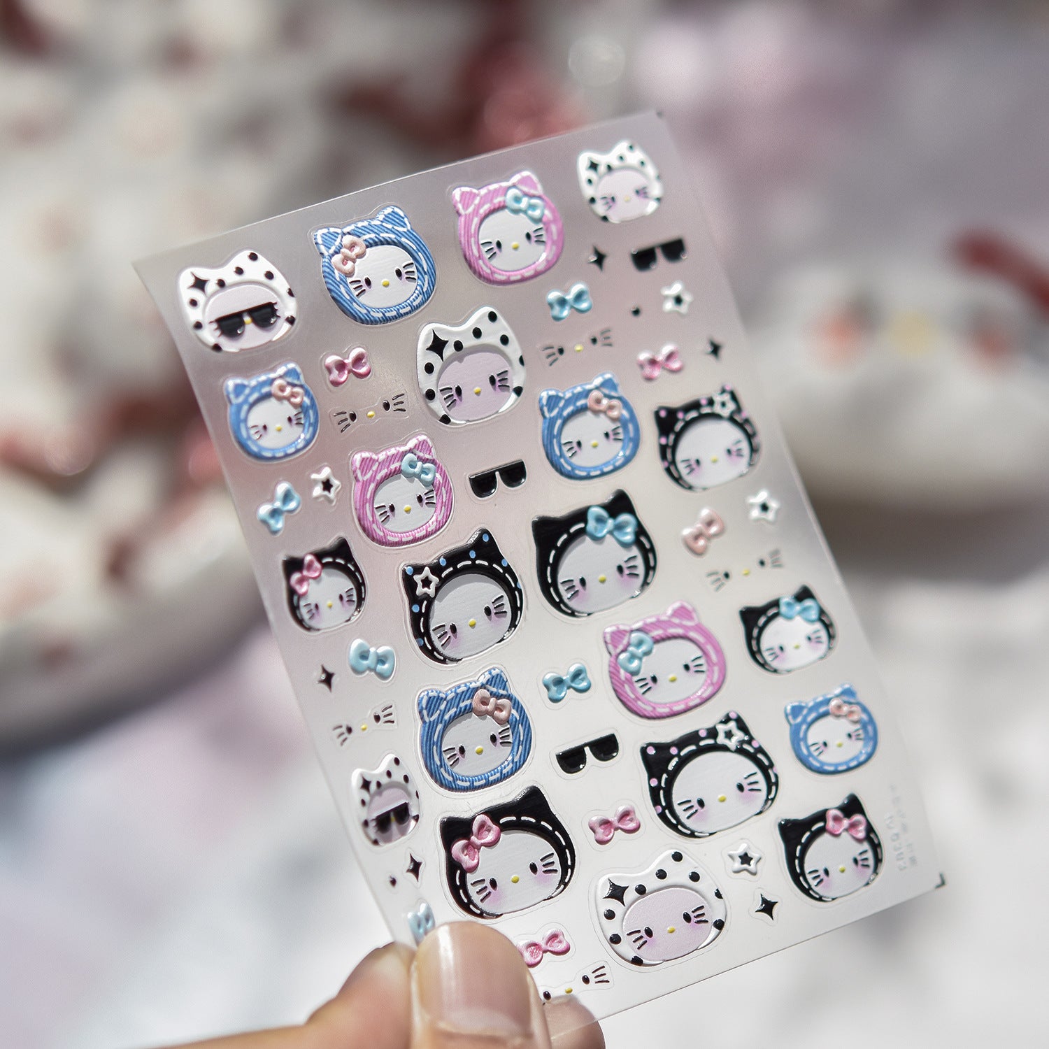 Hello Kitty Red Cherry & Mushroom Collection: "Cute Hello Kitty" – 3D Embossed Nail Sticker