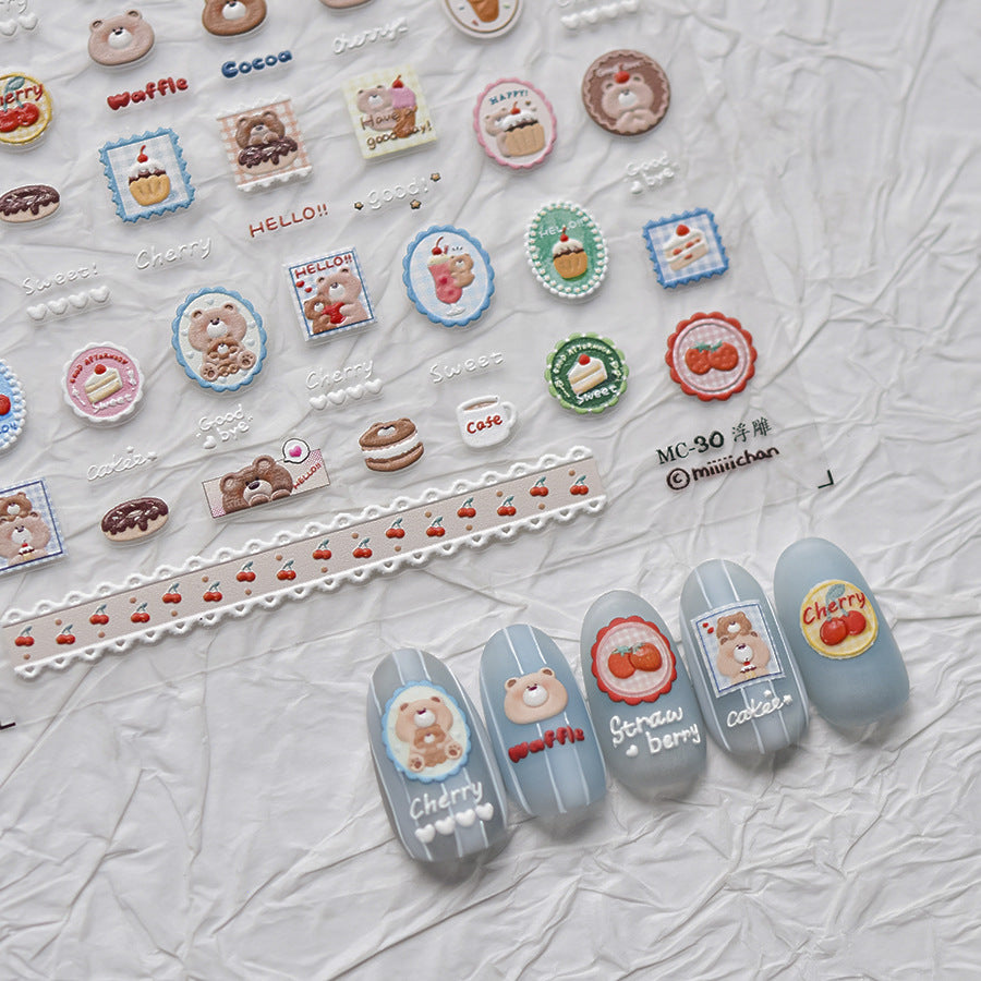 365nails: "miiiichan girl & dog stamp embossed set" – Nail Art Stickers