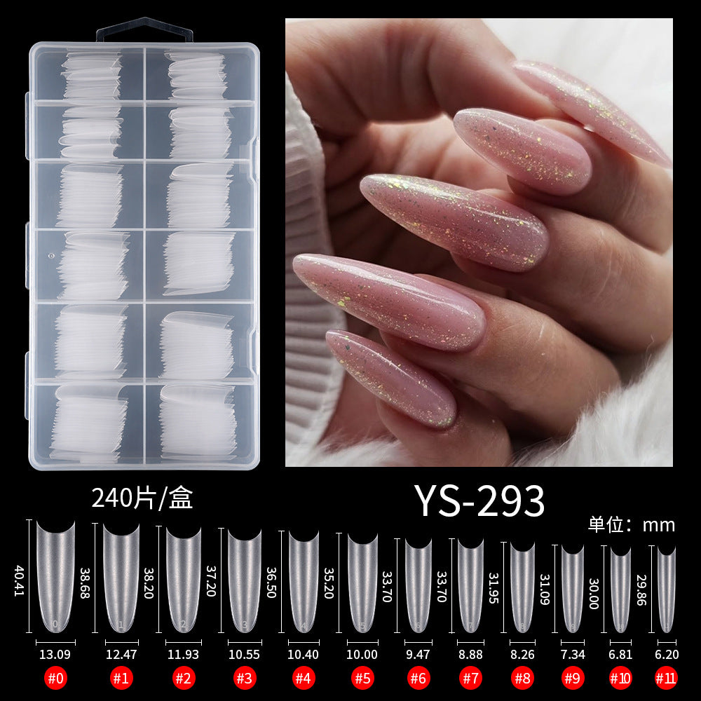Nail Tips Nail matte, cut-free grinding, semi-sticker, long 240 pieces, boxed transparent water pipe nail patch, fake nail wholesale (MOQ=3)