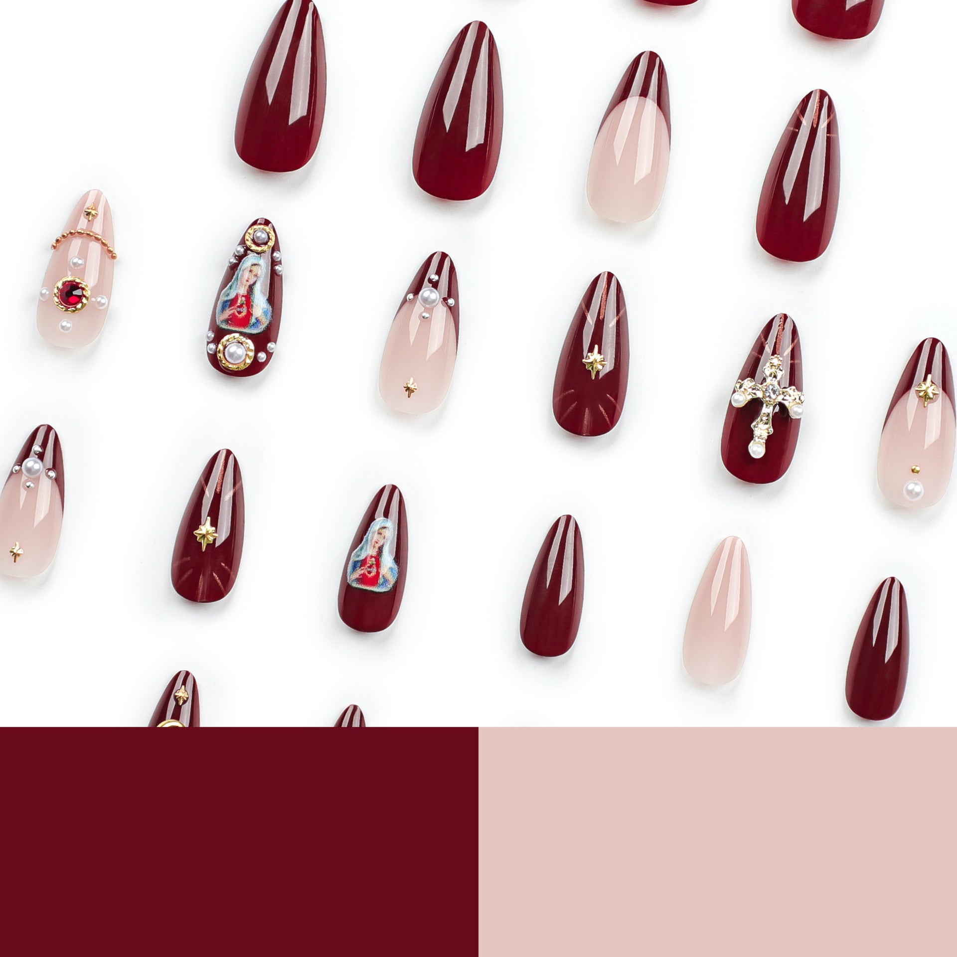 Venta al por mayor de productos terminados para uñas con diseño de estrella y luna, populares en Europa y Estados Unidos, con destellos de diamante en forma de cruz y explosión, ｜365nails