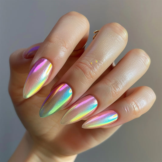 Colorful coated wearable nail art short almond nail patch   hot-selling wearable nail wholesale｜365nails