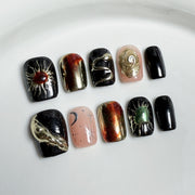 手工製穿戴甲｜秋冬新款手繪短款仿真甲 批發｜365nails