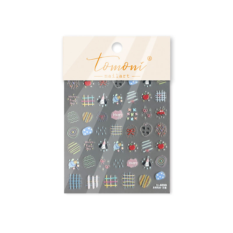 5D塗鴉浮雕指甲貼紙 — 小狗與小兔派對組