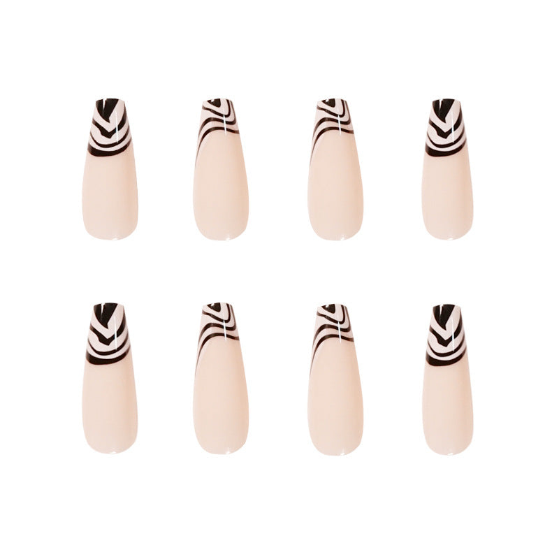Black and white markings French False nail Wear Nail Art Finished Fake Nail Nail Patch Nail Patch ｜365nails