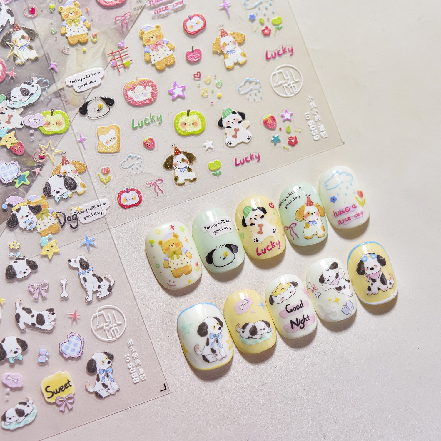Sweet Dalmatian Puppy: "Playful Puppy Love" – 5D Embossed Nail Sticker