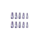 Wear nail long fake nail aurora wear nail white flame pearl nail piece finished product removable nails｜365nails