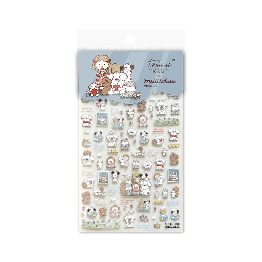 Puppy & Girl: "Miiichan's Pet Club" – 5D Embossed Nail Sticker