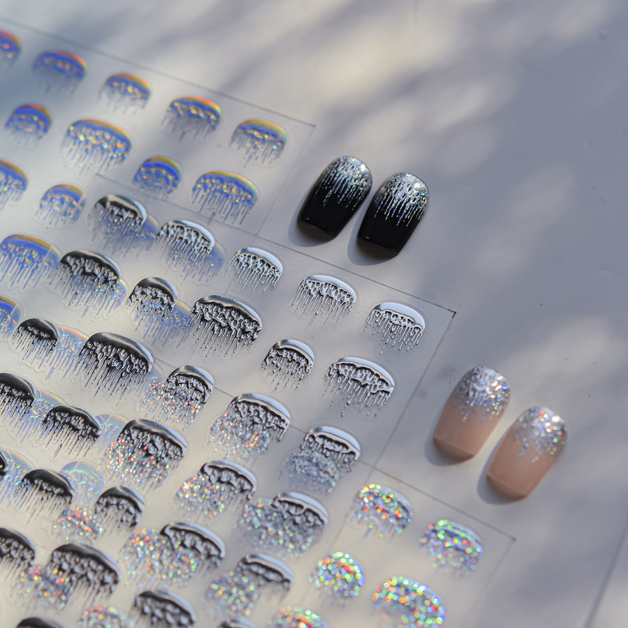 365nails: 全息法式指尖滴落浮雕套組 – 美甲貼紙