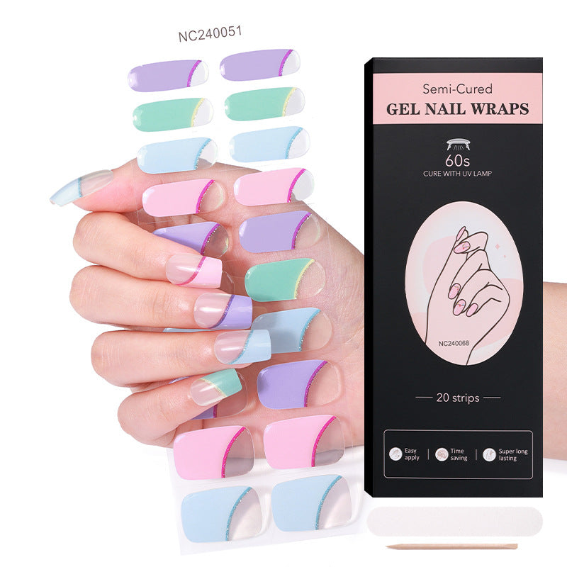 Semi-Cured Gel Nail Strips French Leopard Chic Mixed Designs (MOQ=3)