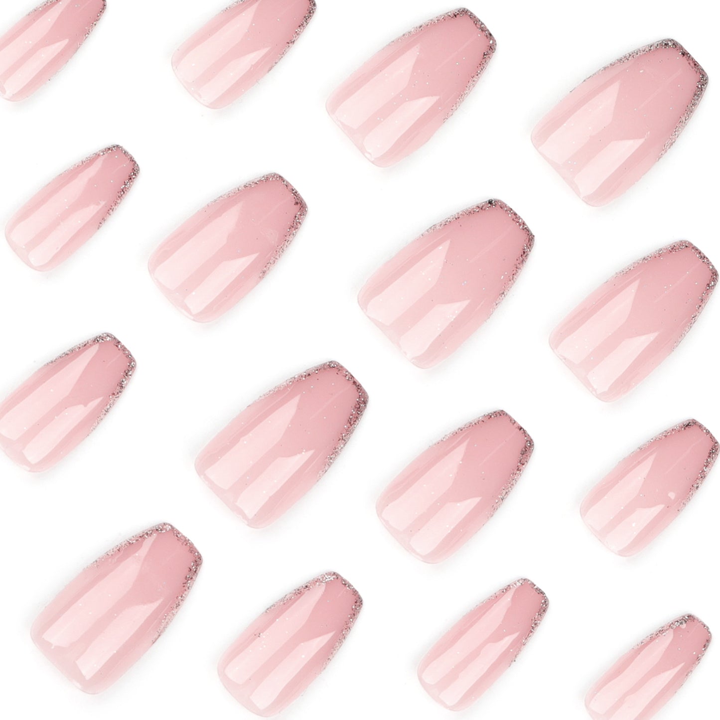 Naked Pink French Glitter Nail Art Wear Short Ballet Nail Art Tablets Detachable Wearable Nail Tablets Finished Products Wholesale｜365nails