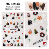 Original Christmas element nail art sticker 5D relief three-dimensional happy Christmas DIY nail sticker jewelry HG model