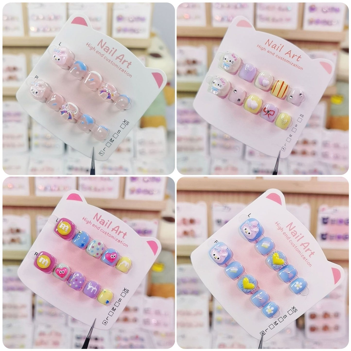 Sanrio Rainbow Kuromi Melody Kids Press On Nails Set