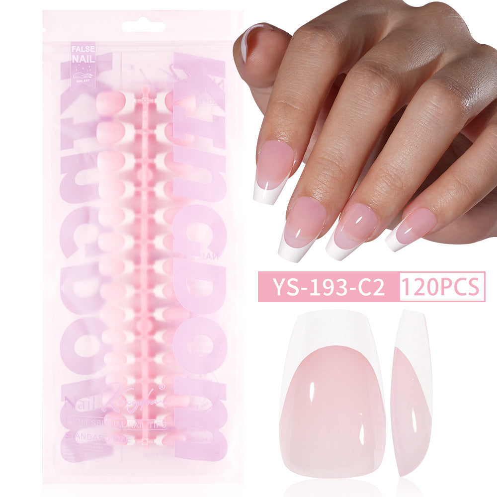 Hot-selling French-style armor, simple spray oil-shiny patch manicure removable trapezoidal nail piece 120 pieces in a box
