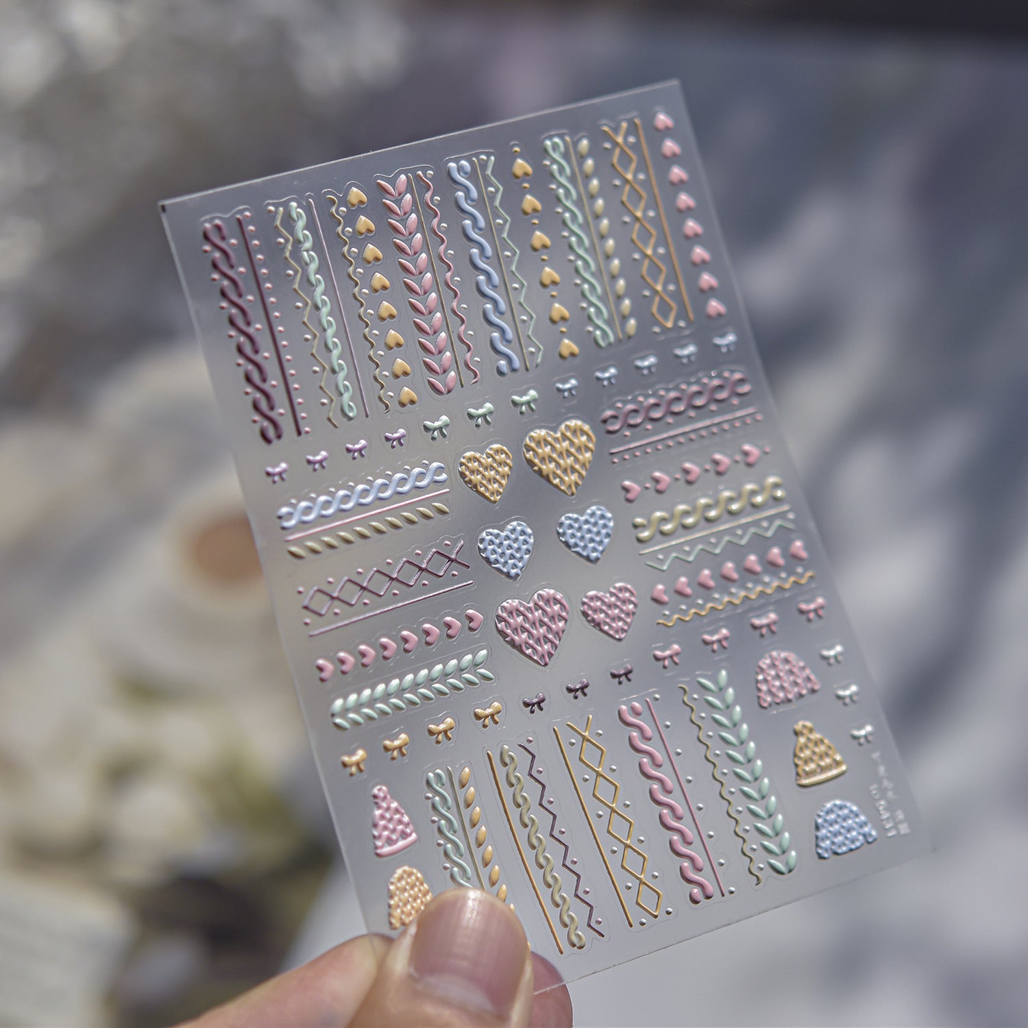 Knit Texture Collection: "Cozy Knit" – 3D Embossed Nail Sticker
