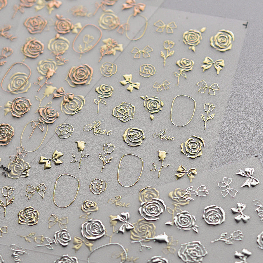 365nails: "Gold Foil Rose & Bow Sticker Set"