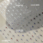 Silver Crystal Quadrangle Star: "Celestial North Star" – 5D Embossed Nail Sticker