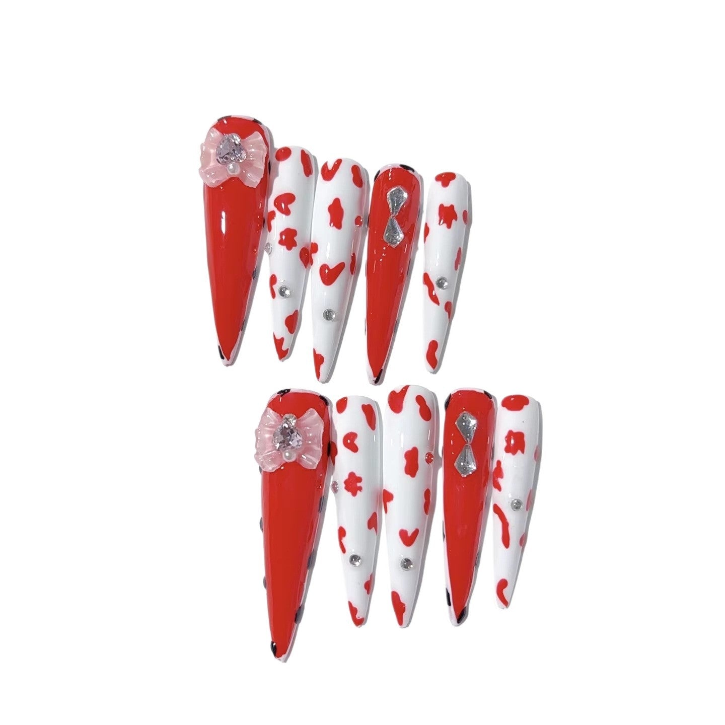 Crimson Crush: « Rose cowgirl » – Ongles press-on stiletto extra longs