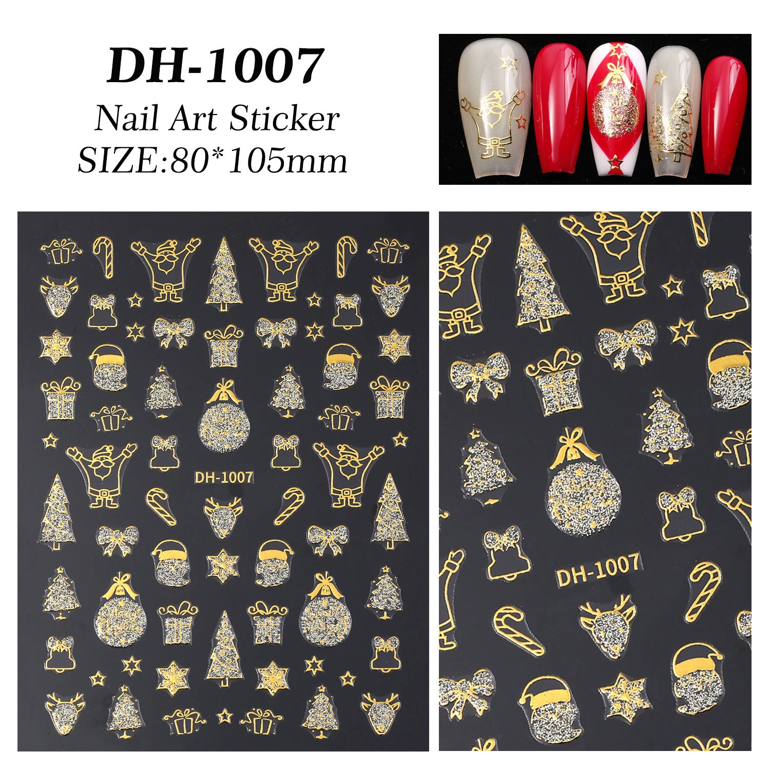 Bronzing glitter christmas nail art sticker flat adhesive snowman christmas DIY nail sticker jewelry DH