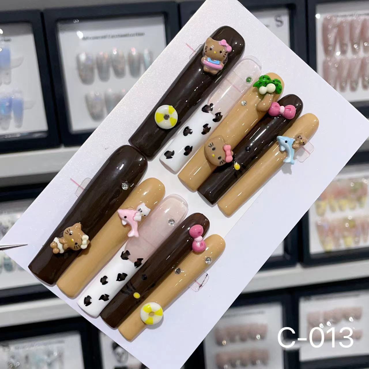 Extra Long 5.5cm Water Pipe Press-On Nails | Handmade Collection | Round Shape