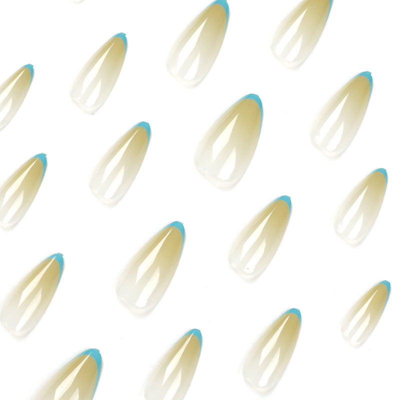 Unhas postiças atacado, unhas postiças, borda azul francesa, mudança gradual, unhas postiças atacado, unhas postiças｜365nails