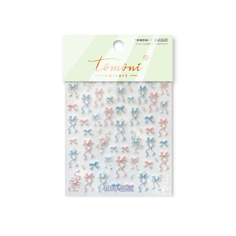 365nails: 파스텔 크리스탈 리본 반짝이 네일 아트 스티커