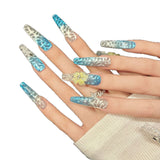 Flor de Gelo Olho de Gato Brilhante Azul Frio Removível Feito à Mão | 365nails