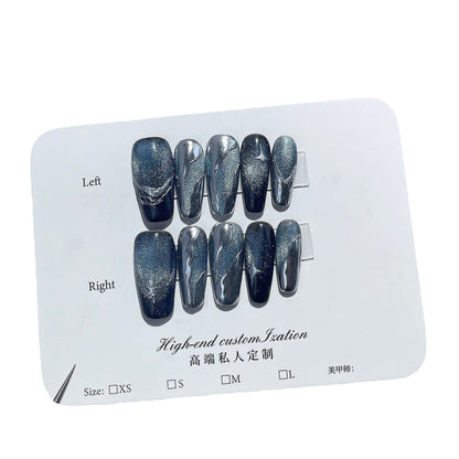 Galaxy cat eye Light Luxury Metal Handmade Press-on Nails  Style Medium and Long  Wearable s｜365nails