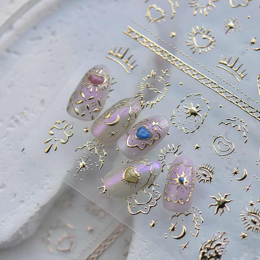 Rose Gold Sacred Symbols: "Mystic Boho Charm" – 5D Embossed Nail Sticker