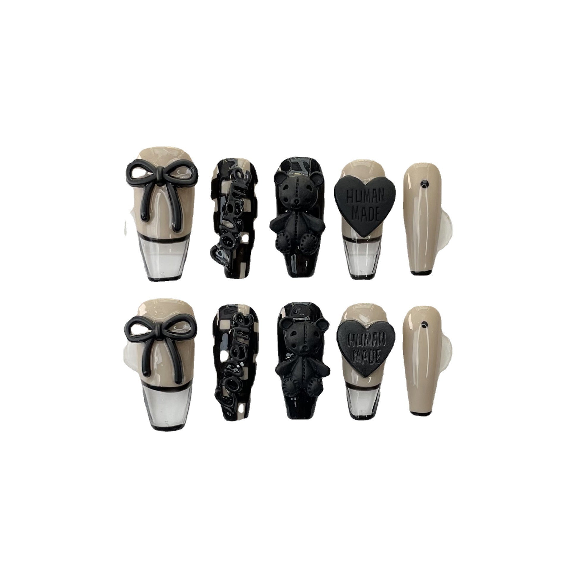 Handmade press-on nails Chessboard Bear Love press-on nails Nail Removable | 365nails