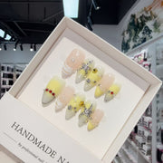 365nails: "황금 이슬" – 3D 크리스탈 수제 스틸레토형 네일