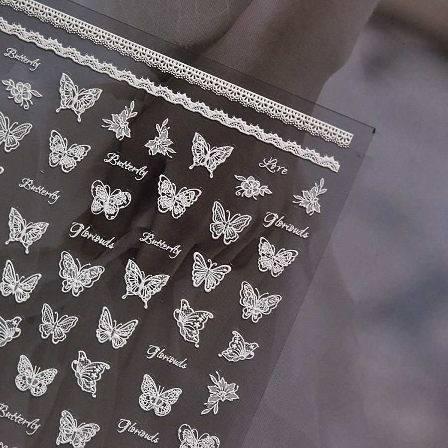 365nails: "White Lace and Heart" – nail art stickers