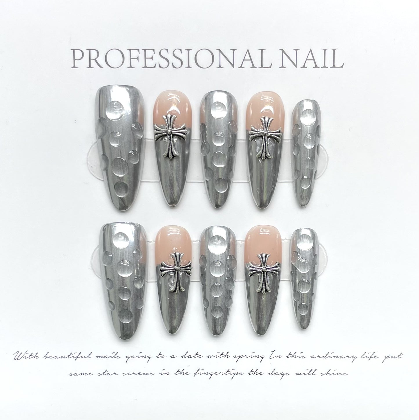 Explosive Diamond Cross Water Drop Heavy Industry Punk Goth Niche Spice Girls Dark Wear nails | 365nails